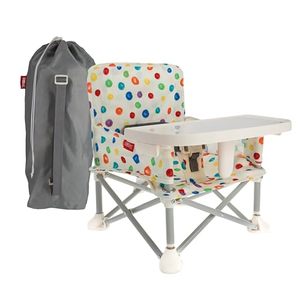 lot 3539 image: Nuby Easy Go Pop-Up Booster Seat with Removable Tray - 6 Months - Portable Booster Seat for Floor for IndoorOutdoor Use - 3-Point Safety Adjustable Straps - Includes Travel Bag - Multi-Color Circles