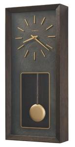 lot 3542 image: Howard Miller Tegan Rectangle Wall Clock 625-779 � Satin Espresso Finish, Select Veneers, Blackened Steel Dial, Gold Finished Accents, Battery-Operated Westminster Chimes, Modern Wall Clock - Retail $124.04