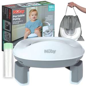 lot 3547 image: Nuby On-The-Go Portable Potty Seat - Travel Toilet Seat for Boys and Girls 18 Months - Includes Storage Bag and Disposable Potty Liners - Toddler Travel Essentials - Toddler Potty Training Toilet