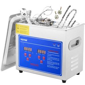 lot 3555 image: VEVOR Ultrasonic Cleaner with Digital Timer and Heater, Professional Ultra Sonic Jewelry Cleaner, Stainless Steel Heated Cleaning Machine for Glasses Watch Rings Small Parts Circuit Board (3L) - Retail $78.82
