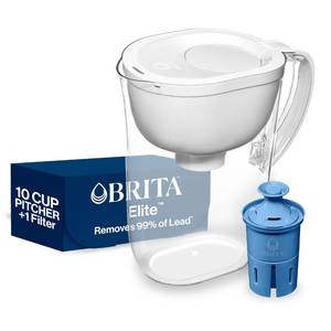 lot 3558 image: Brita Everyday Elite Water Filter Pitcher, Removes 99% of Lead, Includes 1 Filter, 10-Cup Capacity, White
