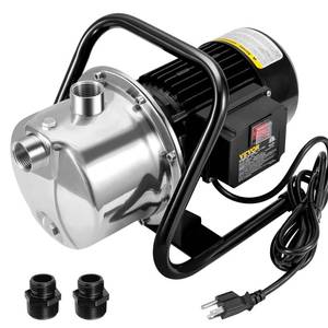 lot 3564 image: VEVOR 1.1 HP Portable Shallow Well Pump, 978 GPH Garden Jet Pump, 115V, 131 ft Height, Stainless Steel Sprinkler Booster Pumps for Garden Lawn Irrigation system, Lake Fountain, Water Transfer - Retail $75.18