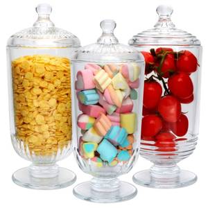 lot 3573 image: Woaiwo-q Candy Jars Set of 3,27oz Clear Apothecary Jars,Glass Storage Jars for DIY Projects,Wedding Favors,Shower Favors