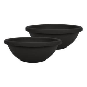 lot 3581 image: The HC Companies Shallow Planter with Drainage - Contemporary Garden Bowl Planter for Flowers, Herbs and More - Round Succulent Planter Pot for Indoors and Outdoors (13in Black, Pack of 2)