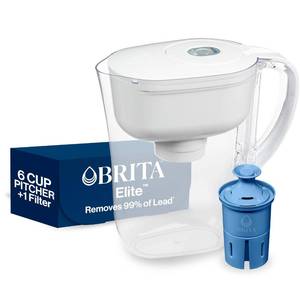 lot 3593 image: Brita Metro Elite Water Filter Pitcher, Removes 99% of Lead, Includes 1 Filter, 6-Cup, White