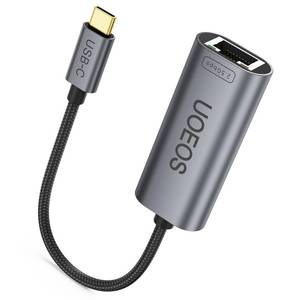 lot 4014 image: uoeos USB C to Ethernet Adapter, 2.5Gbps USB C to RJ45 Ethernet Converter, Thunderbolt 43 Compatible, 2.5G Ethernet Adapter for MacBook, iPhone 1516 Pro Max, XPS, Surface, iPad Pro - Space Gray