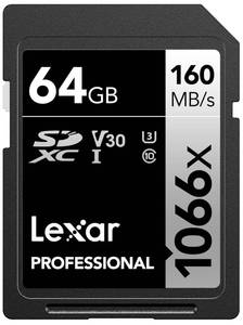 lot 4018 image: Lexar 64GB Professional 1066x SDXC Memory Card, UHS-I, C10, U3, V30, Full-HD and 4K Video, Up To 160MBs Read, for DSLR and Mirrorless Cameras (LSD1066064G-BNNNU)