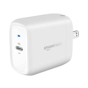 lot 4043 image: Amazon Basics 20W One-Port USB-C Wall Charger with Power Delivery PD for Tablets and Phones (iPhone 161514131211X, iPad, Samsung, and more), non-PPS, 1.81 x 1.73 x 1.09 inches, White