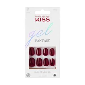 lot 4052 image: KISS Gel Fantasy, Press-On Nails, Nail glue included, ftOne Callft, Red, Short Size, Oval Shape, Includes 28 Nails, 2g glue, 1 Manicure Stick, 1 Mini File