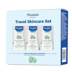 lot 4110 image: Mustela Travel Skinscare Set - Baby Skin Care and Bath Time Set - TSA-Approved - Natural and Plant-Based - Natural Avocado - 2 Items Set - Refillable and Reusable 1.69 Fl. Oz. Bottles