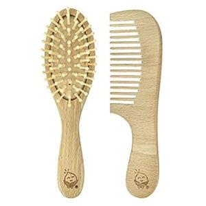lot 4159 image: Green Sprouts Learning Brush  Comb Set Super Soft Learning Brush Grooms Thick or Curly Hair Natural Wood and Bamboo Bristles Without BPA, BPS, BPF (B0B4B9PYP8)