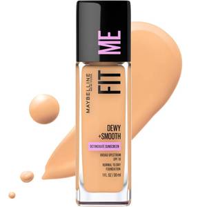 lot 4169 image: Maybelline Fit Me Dewy  Smooth Liquid Foundation Makeup, Natural Buff, 1 Count (Packaging May Vary)