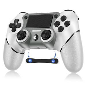 lot 4411 image: Sombbry Wireless Controller for PS4, White ps4 controller with Dual Vibration 6-Axis Motion SensorAudio JackTouch PadShare Button, p-4 Accessories Perfect Adaptive Full Version 44 ProSlim.