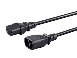 lot 4443 image: Monoprice Extension Cord - IEC 60320 C14 to IEC 60320 C13, 10 Amp, 1250 Watt, 3-Prong, 18AWG, 4 Feet, Black