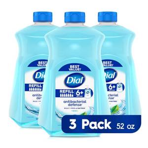 lot 5443 image: Dial Antibacterial Liquid Hand Soap Refill, Spring Water, 52 fl oz Pack of 2