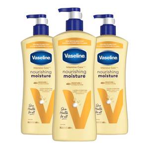 lot 5445 image: Vaseline Intensive Care Nourishing Moisture Body Lotion 3 Pk Made with Ultra-Hydrating Lipids  Pure Oat Extract for Dry Skin, for Nourished, Healthy-Looking Skin 20.3 oz