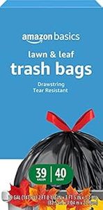 lot 5456 image: Amazon Basics Lawn and Leaf Drawstring Trash Bags, 39 Gallon, 40 Count (B095PM2HG9)