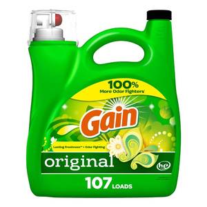 lot 5459 image: Gain  Aroma Boost Laundry Detergent Liquid, Original Scent, 107 Loads, 154 fl oz, HE Compatible Laundry Soap with Febreze and Oxi, Gain Laundry Detergent, Liquid Laundry Detergent
