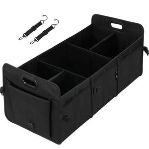 lot 5488 image: YSSOA Multi Compartments Collapsible Car Trunk Organizer, 600D Waterproof Oxford Polyester 50L Car Storage with Adjustable Strap and Anti-slip Bottom, for SUV, Truck, Black New