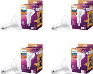 lot 5489 image: Philips LED BR40 Ultra Definition Frosted Dimmable LED Light Bulbs - Flicker-Free 65w Light Bulbs with EyeComfort Technology - Soft White 2700K Lightbulb - 800 Lumen - E26 Base - 4 Pack