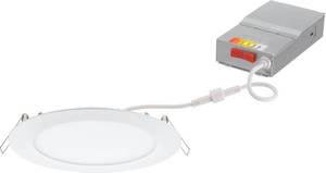 lot 6135 image: Juno Wafer Downlight 6 Inch, LED Recessed Lighting 6 Inch, Switchable Color Temperature 2700K3000K3500K4000K5000K, 120 Volts, Triac Dimming, 6-Inch Ultra Thin Trim, Matte White