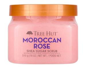 lot 6136 image: Tree Hut Moroccan Rose Shea Sugar Scrub  Exfoliating Body Scrub Removes Dead, Dry Skin for a Soft and Hydrated Feel  Nourishing Essential Body Care  18 fl oz.