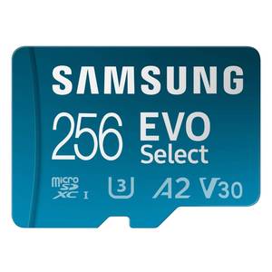 lot 6142 image: SAMSUNG EVO Select microSDMemory Card  Adapter, 256GB microSDXC, Up-to 160 MBs, 4K UHD, UHS-I, C10, U3, V30, A2, for Mobile Phone, Smartphones, Nintendo-Switch, and Tablets (MB-ME256SAAM)