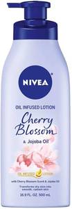 lot 6145 image: NIVEA Cherry Blossom and Jojoba Oil Infused Lotion, Moisturizing Body Lotion for Dry Skin, 16.9 Fl Oz Pump Bottle