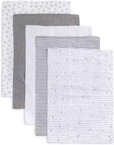 lot 6382 image: Burts Bees Baby Infant Burp Cloths, 100% Organic Cotton Extra Absorbent Soft Fabric Drool Cloths, 5-Pack Newborn Must-Have Essential Large Burping Cloths, One Size 17 x 11.75 Inches