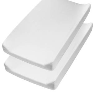 lot 6410 image: HonestBaby Organic Cotton Changing Pad Covers (Set of Two), Bright White, One Size