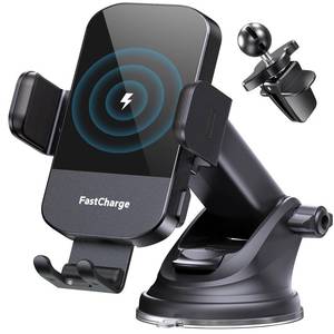 lot 6444 image: CHGeek Wireless Car Charger, 15W Fast Charging Auto Clamping Car Charger Phone Mount Phone Holder fit for iPhone 16 15 14 13 12 Pro Max 11 XR XS, Samsung Galaxy S24 Ultra S23 S22 S21, S20, S10, Black