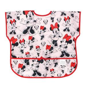 lot 6450 image: Bumkins Disney Short Sleeve Bib for Girl or Boy, Toddler and Kids for 1-3 Years, Large Size, Essential Must Have for Junior Children, Eating, Mess Saving Soft Fabric Apron for Play, Minnie Mouse
