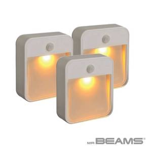 lot 6455 image: Beams MB720A 20 Lumen Amber LED Sleep Friendly Wireless Battery Powered Motion Sensing Nightlight, 3-Pack, White
