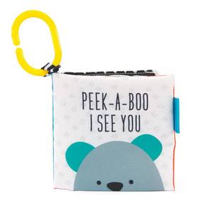 lot 6457 image: Sassy Peek-a-Boo Activity Book with Attachable Link for On-The-Go Travel, Sensory Play, Black and White, Ages 0 Months