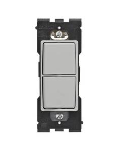 lot 6471 image: Leviton RE634-PG Renu Single Pole Combination Switch, 15-Amp, 120277VAC, Pebble Grey