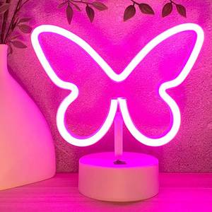 lot 6472 image: HOHOSIGN Butterfly Neon Sign Led Lights Butterfly Birthday Decorations Pink Lamp, USBBattery Powered Butterfly Room Decor Girls Accessories for Nursery Table Party Home Bedroom Classroom Christmas