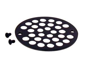 lot 6481 image: Westbrass D3192-12 4in OD Brass Shower Strainer Grid Drain Cover, 1-Pack, Oil Rubbed Bronze