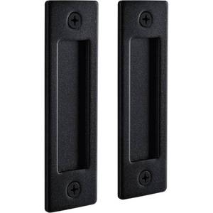 lot 6486 image: Wright Products Sliding Flush Barn Door Handle Set, Matte Black, 1 Pack - Mounting Hardware Included