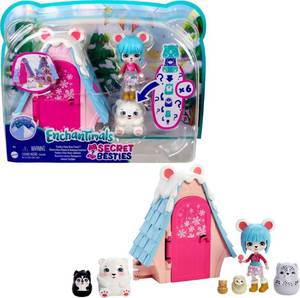 lot 7576 image: Enchantimals Secret Besties Tree Hut Playset with Small Doll House, Pawbry Polar Bear Doll (3.5-inch), 5 Nesting Animals and Accessory, Snow Valley Toy Collection