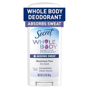 lot 8062 image: Secret Whole Body Deodorant Dry Feel Stick  Absorbs Sweat for Women, Naturally Derived Ingredients, Completely Clean Scent, Aluminum Free Deodorant Stick, 72 HR Odor Protection, 2.4 oz
