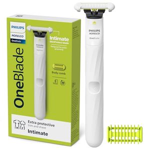 lot 8066 image: Philips Norelco OneBlade Intimate, Designed for Pubic Grooming, Trim and Shave with Extra Skin Protection, Waterproof, Model QP192470