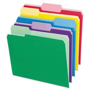 lot 8079 image: Pendaflex 84370 File Folders with Erasable Tabs, 13 Cut Top Tab, Letter, Assorted (Pack of 30)
