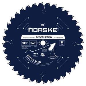 lot 8101 image: Norske Tools NCSBS421 10-14 inch 36Tooth Beam Saw Blade with 58 inch and Diamond Knockout Bore