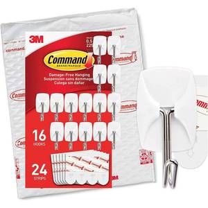 lot 8110 image: Command Small Wire Toggle Hooks, 16 Hooks and 24 Command Strips, Damage Free Hanging Wall Hooks with Adhesive Strips, No Tools Adhesive Hooks for Hanging, Organization and Storage, Holds up to 0.5 lb