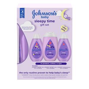lot 8140 image: Johnsonfts Sleepy Time Bedtime Baby Gift Set with Relaxing NaturalCalm Aromas, Bedtime Baby Bath Shampoo, Wash and Lotion Essentials, Hypoallergenic and Paraben-Free, 4 Items