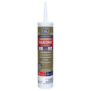 lot 8142 image: GE Advanced Silicone Caulk for Kitchen and Bathroom - 100% Waterproof Silicone Sealant, 5X Stronger Adhesion, Shrink and Crack Proof - 10 oz Cartridge, Clear, Pack of 1