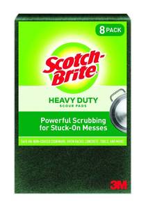 lot 8146 image: Scotch-Brite Heavy Duty Scour Pads, 8 Scouring Pads, Green Scrub Pads, Scouring Pad, Scrub Pads for Dishes, Best for the Kitchen, Garage and Outdoors