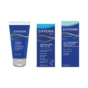 lot 8155 image: Differin Skincare Kit with Acne Treatments for Face, 3-Step Regimen with Daily Oil-Free Hydrating Face Wash, Differin Adapalene Gel Retinoid, and Face Moisturizer with SPF, Acne Kit For Acne-Prone Skin