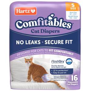 lot 8158 image: Hartz Comfitables Cat Diapers, Size S 16 Count, Comfortable and Secure Fit, Easy to Put On