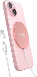 lot 8164 image: Magnetic Wireless Charger,MagEase 15W Wireless Charger Magnetic Compatible with iPhone 1615141312 Series and AirPods 32Pro, Charging Pad with USB-C Cable and USB-A Converter (Pink)